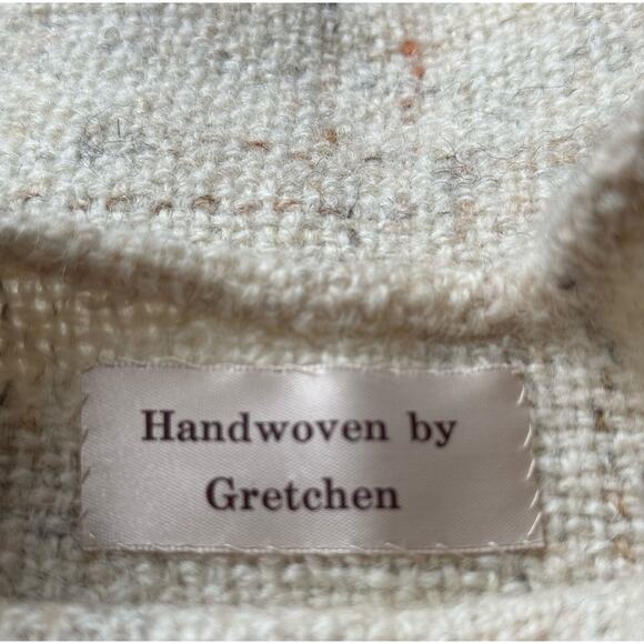 Handwoven by Gretchen one of one top shoulder button close tan cream size S - Picture 10 of 16